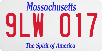 MA license plate 9LW017