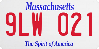 MA license plate 9LW021