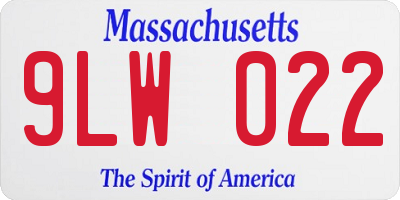 MA license plate 9LW022