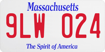 MA license plate 9LW024