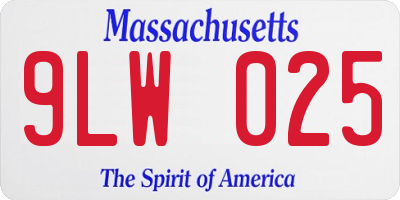 MA license plate 9LW025