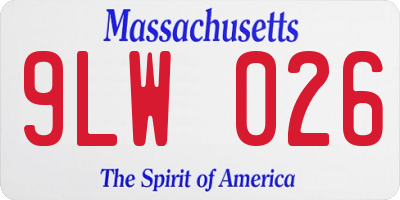 MA license plate 9LW026