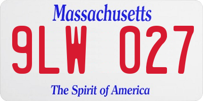 MA license plate 9LW027