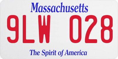 MA license plate 9LW028