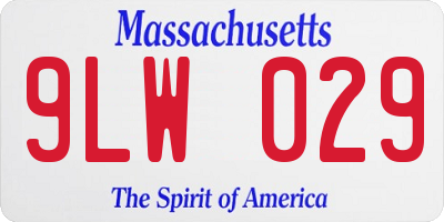 MA license plate 9LW029