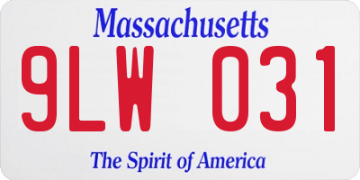 MA license plate 9LW031