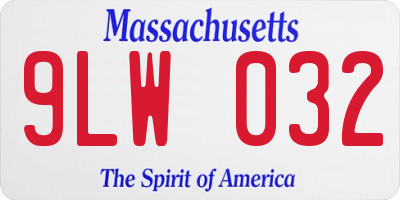 MA license plate 9LW032