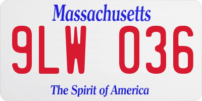 MA license plate 9LW036
