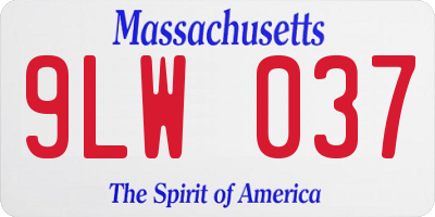 MA license plate 9LW037