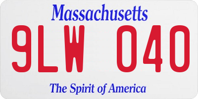 MA license plate 9LW040