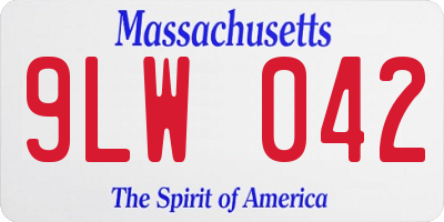 MA license plate 9LW042