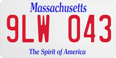 MA license plate 9LW043