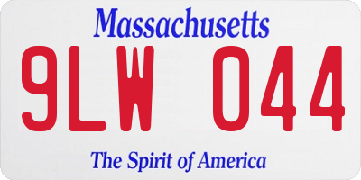 MA license plate 9LW044
