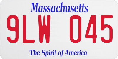 MA license plate 9LW045