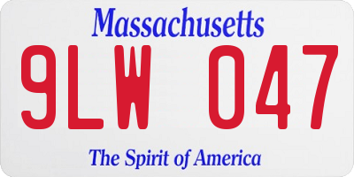 MA license plate 9LW047