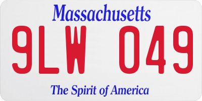 MA license plate 9LW049