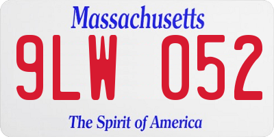 MA license plate 9LW052