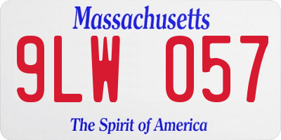 MA license plate 9LW057