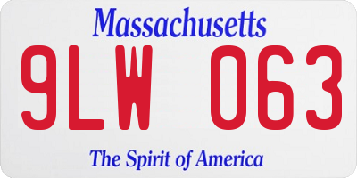 MA license plate 9LW063