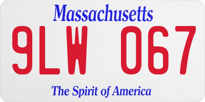 MA license plate 9LW067
