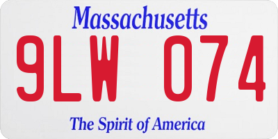MA license plate 9LW074