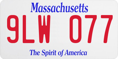 MA license plate 9LW077