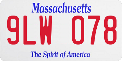 MA license plate 9LW078
