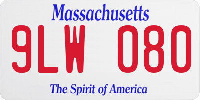 MA license plate 9LW080