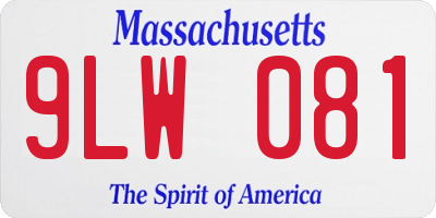 MA license plate 9LW081