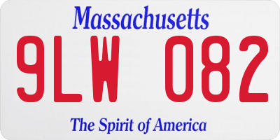 MA license plate 9LW082