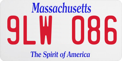 MA license plate 9LW086