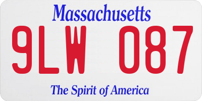 MA license plate 9LW087