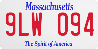 MA license plate 9LW094