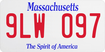 MA license plate 9LW097
