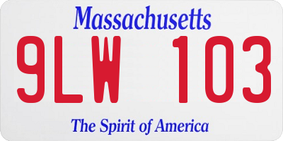 MA license plate 9LW103