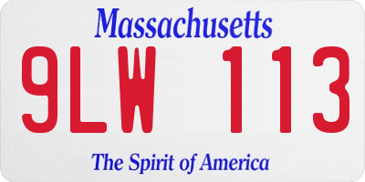 MA license plate 9LW113