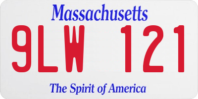 MA license plate 9LW121