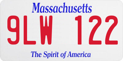 MA license plate 9LW122