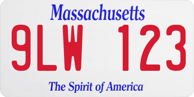 MA license plate 9LW123