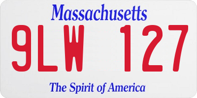 MA license plate 9LW127