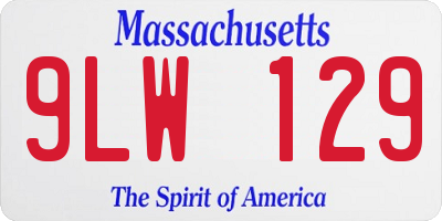 MA license plate 9LW129