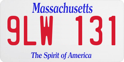 MA license plate 9LW131