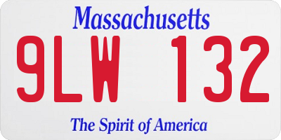 MA license plate 9LW132
