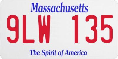 MA license plate 9LW135