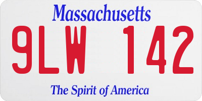 MA license plate 9LW142