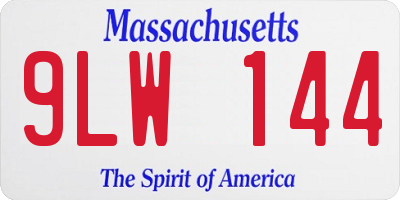 MA license plate 9LW144