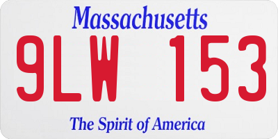 MA license plate 9LW153