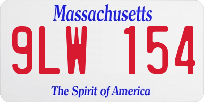 MA license plate 9LW154