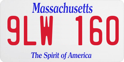 MA license plate 9LW160