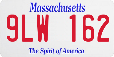 MA license plate 9LW162